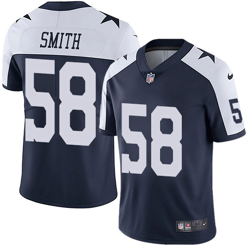 Dallas Cowboys #58 Aldon Smith Navy Blue Thanksgiving Youth Stitched 100th Season Vapor Throwback Limited Jersey Youth