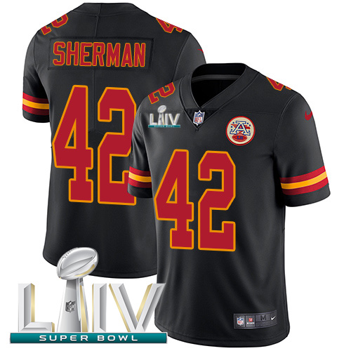 Kansas City Chiefs #42 Anthony Sherman Black Super Bowl LIV 2020 Men's Stitched Limited Rush Jersey Men's