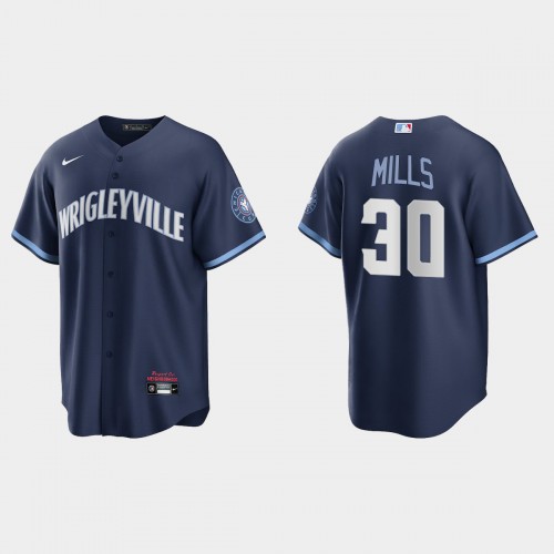 Chicago Chicago Cubs #30 Alec Mills Men's 2021 City Connect Fans Version Navy Jersey Men's
