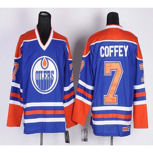 Edmonton Oilers #7 Paul Coffey Light Blue CCM Throwback Stitched Jersey Men's