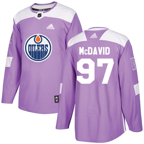 Adidas Edmonton Oilers #97 Connor McDavid Purple Authentic Fights Cancer Stitched Jersey Men's