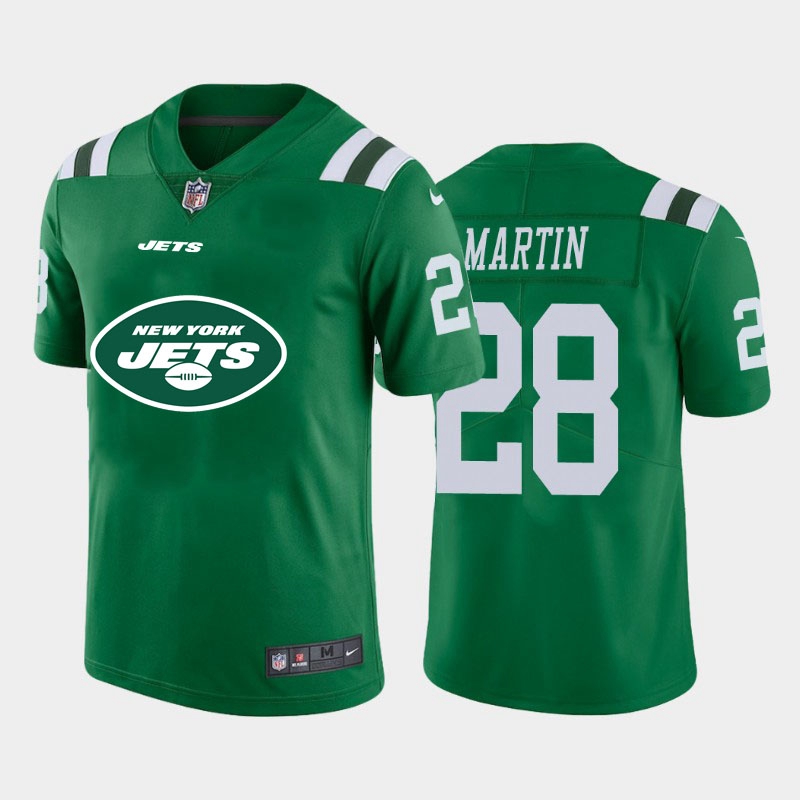 New York Jets #28 Curtis Martin Green Men's Big Team Logo Vapor Limited Jersey