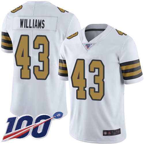 New Orleans Saints #43 Marcus Williams White Men's Stitched Limited Rush 100th Season Jersey Men's