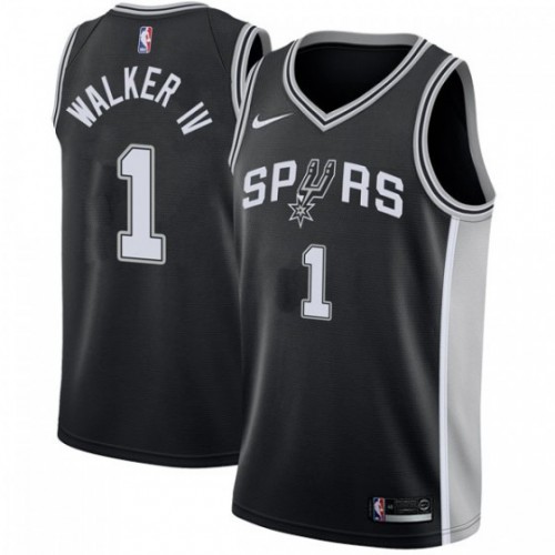 San Antonio Spurs #1 Lonnie Walker IV Black Youth Swingman Icon Edition Jersey Youth