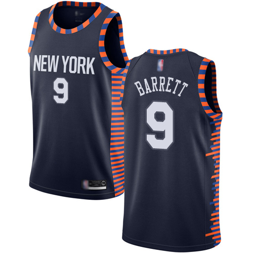 New York Knicks #9 R.J. Barrett Navy Womens Swingman City Edition 2018/19 Jersey Womens