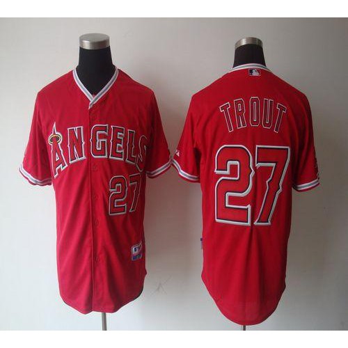 Los Angeles Angels of Anaheim #27 Mike Trout Red Cool Base Stitched Jersey Men's
