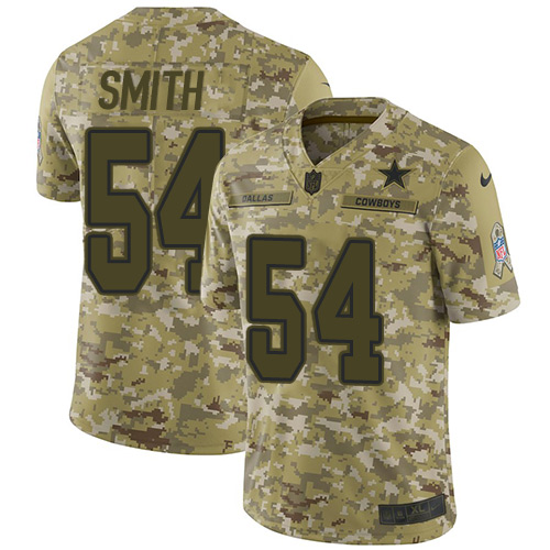 Dallas Cowboys #54 Jaylon Smith Camo Youth Stitched Limited 2018 Salute to Service Jersey Youth