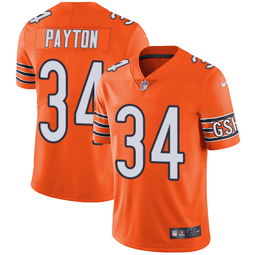 Bears #34 Walter Payton Orange Youth Stitched Limited Rush Jersey