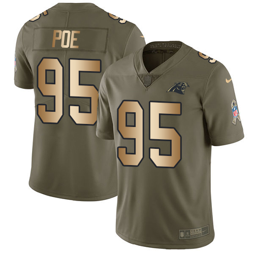 Carolina Panthers #95 Dontari Poe Olive/Gold Men's Stitched Limited 2017 Salute To Service Jersey Men's