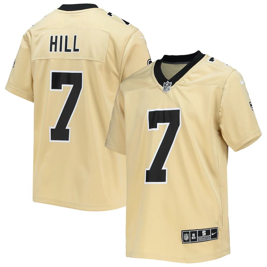 New Orleans Saints #7 Taysom Hill Youth Gold Inverted Team Game Jersey