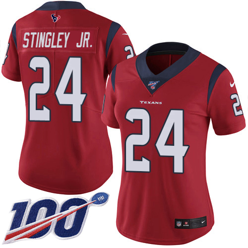 Texans #24 Derek Stingley Jr. Red Alternate Women's Stitched 100th Season Vapor Untouchable Limited Jersey