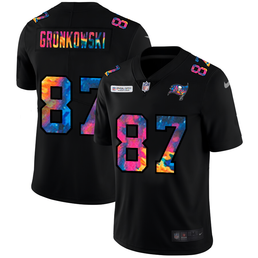 Tampa Bay Buccaneers #87 Rob Gronkowski Men's Multi-Color Black 2020 Crucial Catch Vapor Untouchable Limited Jersey