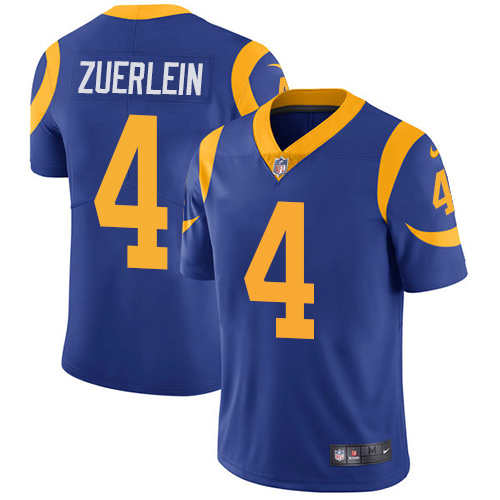 Los Angeles Rams #4 Greg Zuerlein Royal Blue Alternate Men's Stitched Vapor Untouchable Limited Jersey Men's