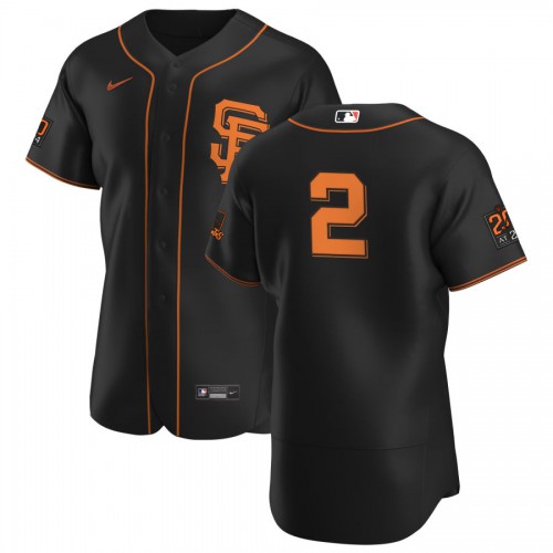 San Francisco San Francisco Giants #2 Daniel Robertson Men's Black Alternate 2020 Authentic 20 at 24 Patch Player Jersey Men's