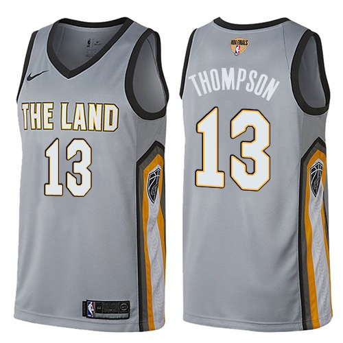 Cleveland Cavaliers #13 Tristan Thompson Gray The Finals Patch Swingman City Edition Jersey Mens