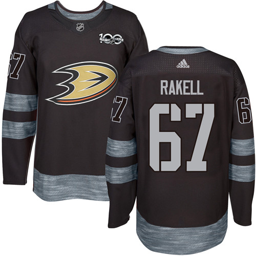 Adidas Anaheim Ducks #67 Rickard Rakell Black 1917-2017 100th Anniversary Stitched Jersey Men's