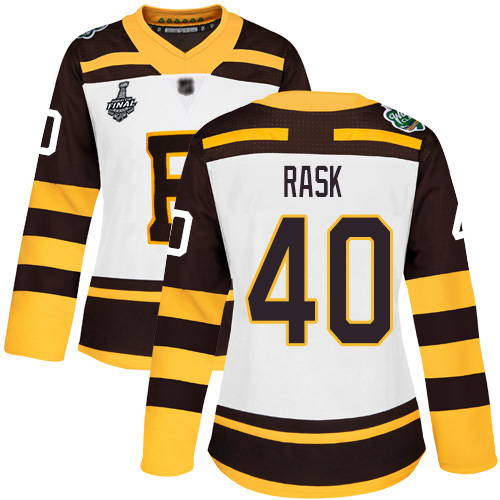 Adidas Boston Bruins #40 Tuukka Rask White Authentic 2019 Winter Classic Stanley Cup Final Bound Women's Stitched Jersey Womens