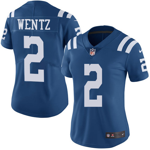 Indianapolis Indianapolis Colts #2 Carson Wentz Royal Blue Women's Stitched Limited Rush Jersey Womens