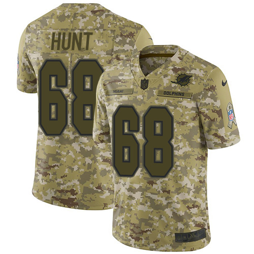 Miami Dolphins #68 Robert Hunt Camo Youth Stitched Limited 2018 Salute To Service Jersey Youth