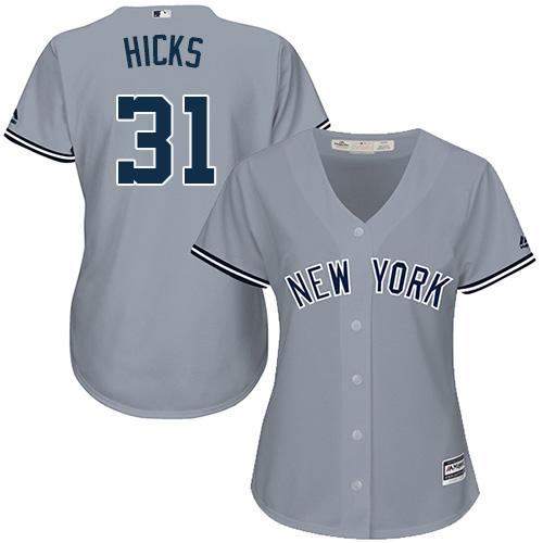 New York Yankees #31 Aaron Hicks Grey Road Women's Stitched Jersey Womens