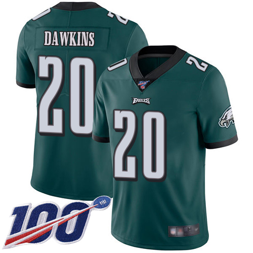 Eagles #20 Brian Dawkins Midnight Green Team Color Men's Stitched 100th Season Vapor Limited Jersey