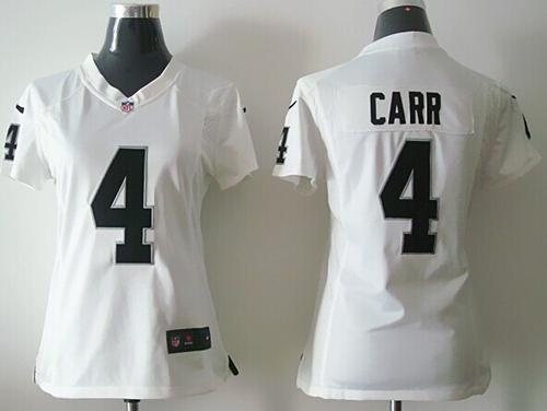 Raiders #4 Derek Carr White Women's Stitched Elite Jersey