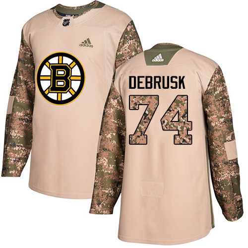 Adidas Boston Bruins #74 Jake DeBrusk Camo Authentic 2017 Veterans Day Stitched Jersey Men's