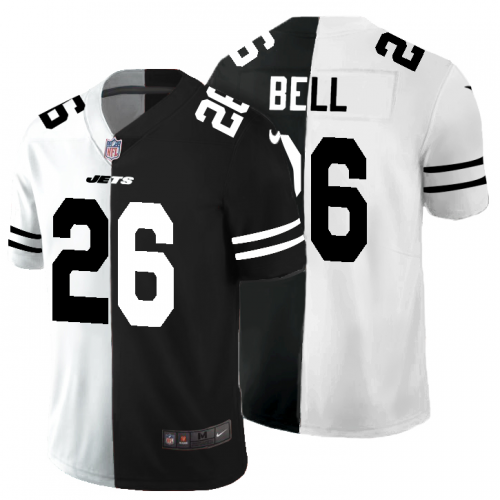 New York New York Jets #26 Le'Veon Bell Men's Black V White Peace Split Vapor Untouchable Limited Jersey Men's