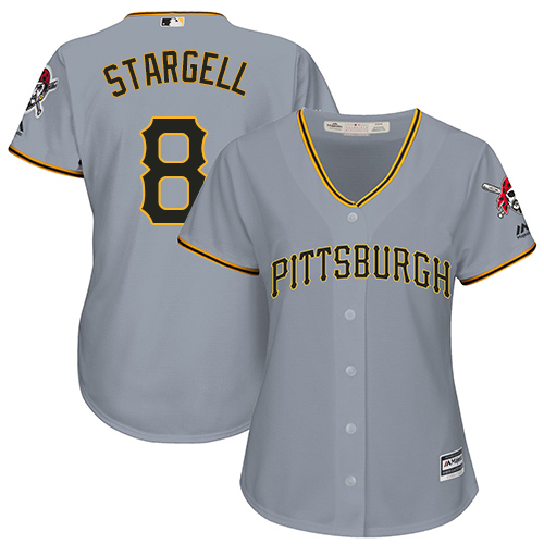 Pittsburgh Pirates #8 Willie Stargell Grey Road Women's Stitched Jersey Womens