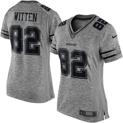Dallas Cowboys #82 Jason Witten Gray Women's Stitched Limited Gridiron Gray Jersey Womens
