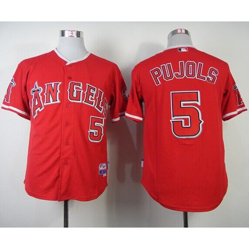 Los Angeles Angels of Anaheim #5 Albert Pujols Red Cool Base Stitched Jersey Men's