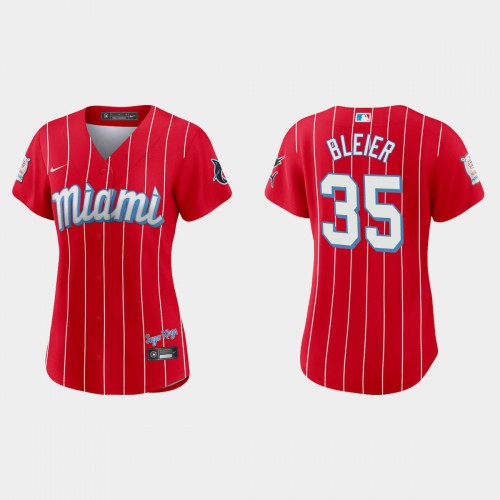 Miami Miami Marlins #35 Richard Bleier Women's 2021 City Connect Authentic Jersey Red Womens