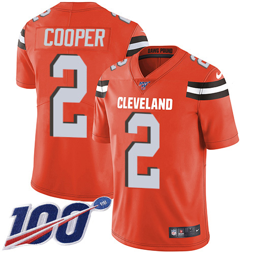 Browns #2 Amari Cooper Orange Alternate Youth Stitched 100th Season Vapor Untouchable Limited Jersey