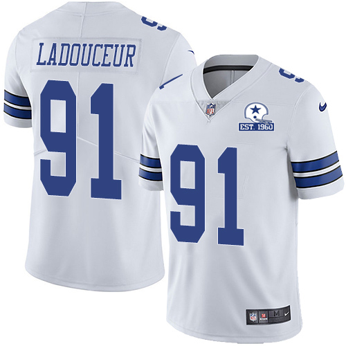 Dallas Cowboys #91 L.P. Ladouceur White Men's Stitched With Established In 1960 Patch Vapor Untouchable Limited Jersey Men's