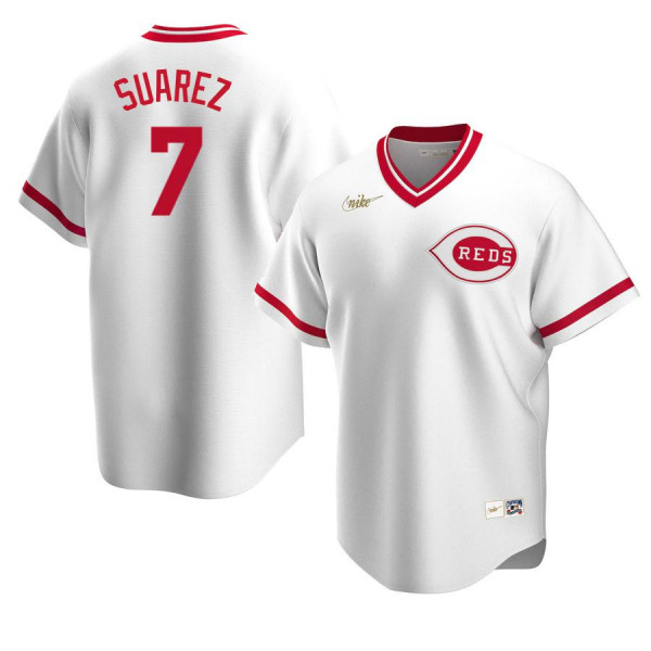 Cincinnati Reds 7 Replica Cooperstown Collection White Home Eugenio Suarez Jersey