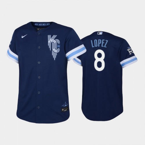 Kansas City Kansas City Royals #8 Nicky Lopez Youth Replica 2022 City Connect Navy Jersey Youth