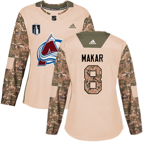Adidas Colorado Avalanche #8 Cale Makar Camo Authentic Women's 2022 Stanley Cup Final Patch Veterans Day Stitched Jersey Womens
