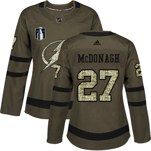 Adidas Tampa Bay Lightning #27 Ryan McDonagh Green 2022 Stanley Cup Final Patch Women's Salute to Service Stitched Jersey Womens