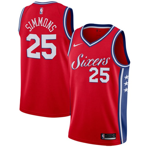 Philadelphia 76ers #25 Ben Simmons Red Swingman Statement Edition Jersey Mens