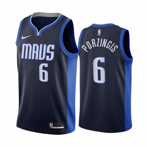 Dallas Dallas Mavericks #6 Kristaps Porzingis Navy Youth Swingman 2020-21 Earned Edition Jersey Youth