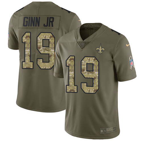 New Orleans Saints #19 Ted Ginn Jr Olive/Camo Men's Stitched Limited 2017 Salute To Service Jersey Men's
