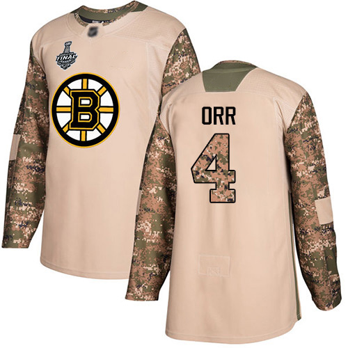 Adidas Boston Bruins #4 Bobby Orr Camo Authentic 2017 Veterans Day Stanley Cup Final Bound Youth Stitched Jersey Youth