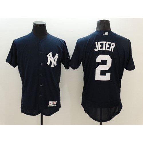 New York Yankees #2 Derek Jeter Navy Blue Flexbase Authentic Collection Stitched Jersey Men's
