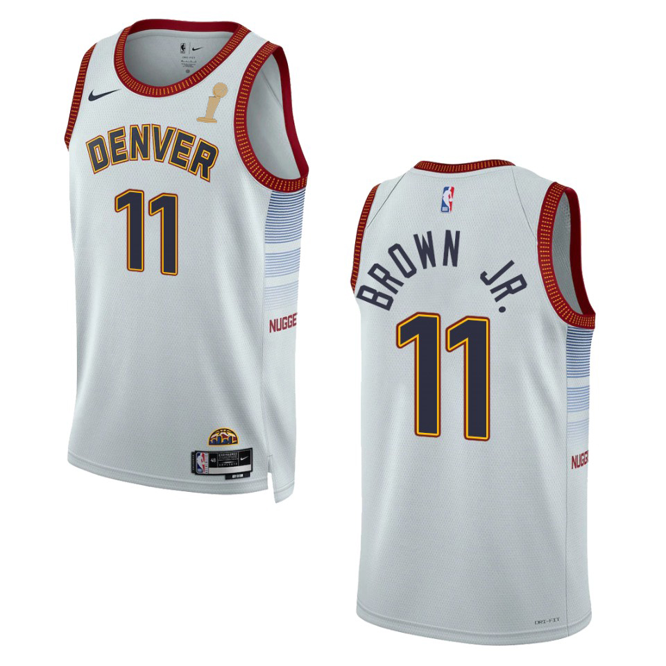 Denver Nuggets #11 Bruce Brown Jr. Unisex Silver 2023 Finals Champions Swingman Jersey - City Edition