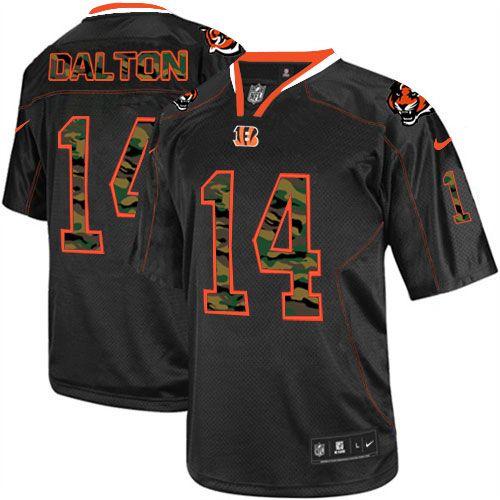 Cincinnati Bengals #14 Andy Dalton Black Men's Stitched Elite Camo Fashion Jersey Men's