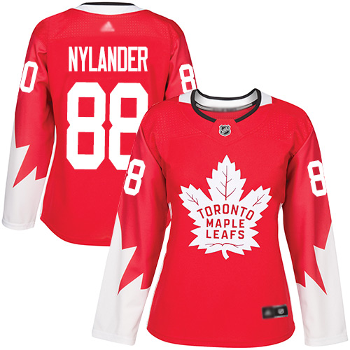 Adidas Maple Toronto Maple Leafs #88 William Nylander Red Team Canada Authentic Women's Stitched Jersey Womens