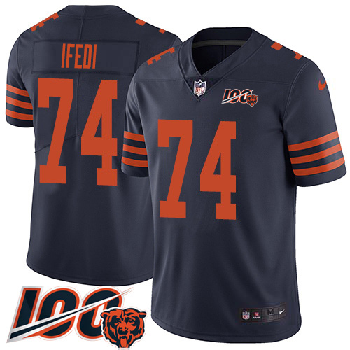 Chicago Bears #74 Germain Ifedi Navy Blue Alternate Men's Stitched 100th Season Vapor Untouchable Limited Jersey Men's