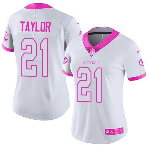 Commanders #21 Sean Taylor White/Pink Women's Stitched Limited Rush Fashion Jersey