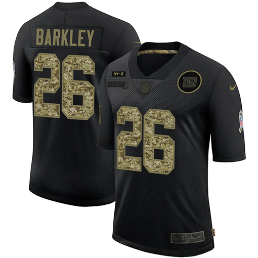 New York Giants #26 Saquon Barkley Men's 2020 Salute To Service Camo Limited Jersey Black