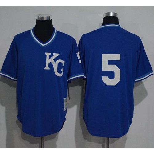 Mitchell And Ness 1989 Kansas City Royals #5 George Brett Blue Throwback Stitched Jersey Men's
